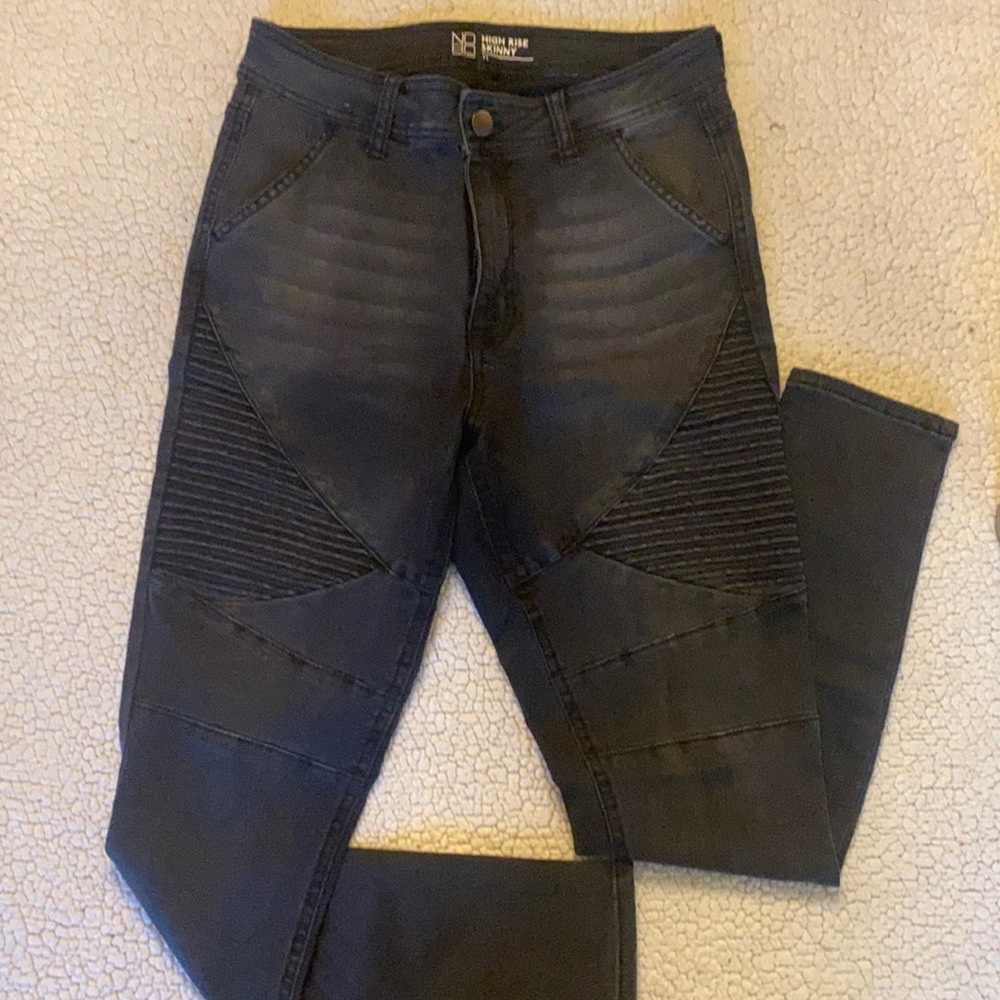 NOBO High Rise Skinny Jeans size 11 - black stretch denim with ribbing